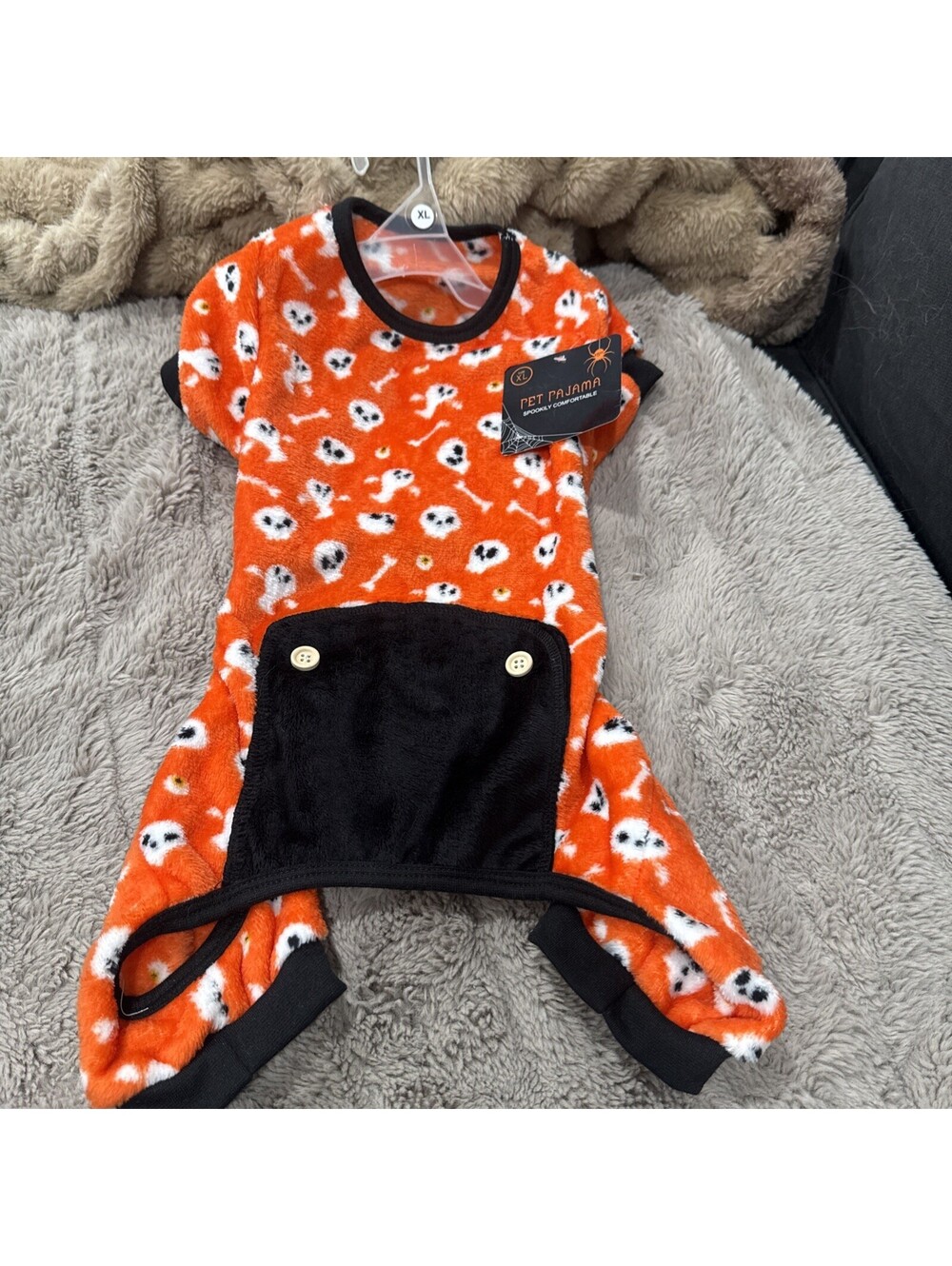 Dog Halloween Costume Pajamas Skulls Bones Orange New w/tags